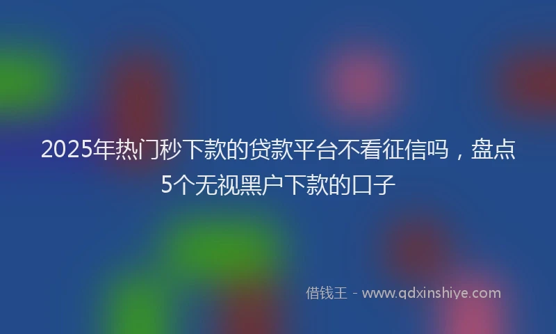 2025年热门秒下款的贷款平台不看征信吗，盘点5个无视黑户下款的口子
