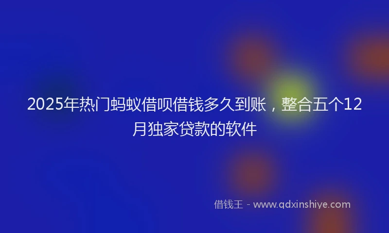 2025年热门蚂蚁借呗借钱多久到账，整合五个12月独家贷款的软件