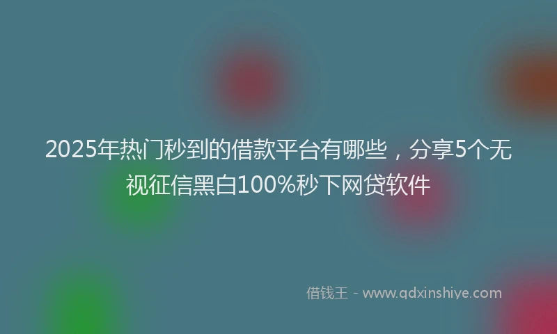 2025年热门秒到的借款平台有哪些，分享5个无视征信黑白100%秒下网贷软件