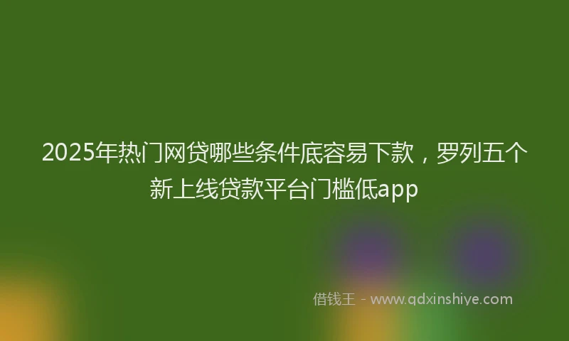 2025年热门网贷哪些条件底容易下款，罗列五个新上线贷款平台门槛低app