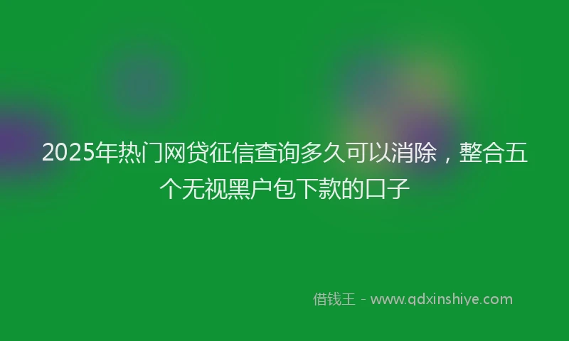 2025年热门网贷征信查询多久可以消除，整合五个无视黑户包下款的口子