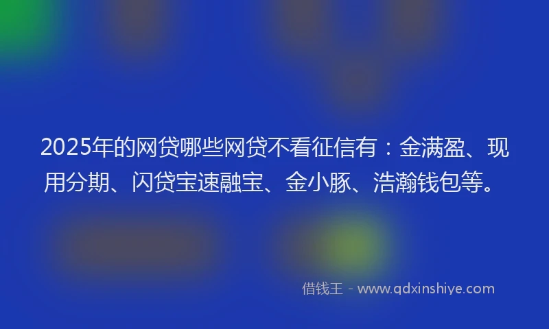 2025年的网贷哪些网贷不看征信有：金满盈、现用分期、闪贷宝速融宝、金小豚、浩瀚钱包等。