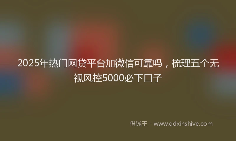 2025年热门网贷平台加微信可靠吗，梳理五个无视风控5000必下口子