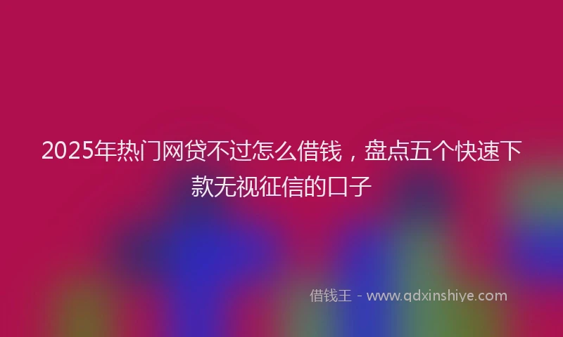2025年热门网贷不过怎么借钱，盘点五个快速下款无视征信的口子