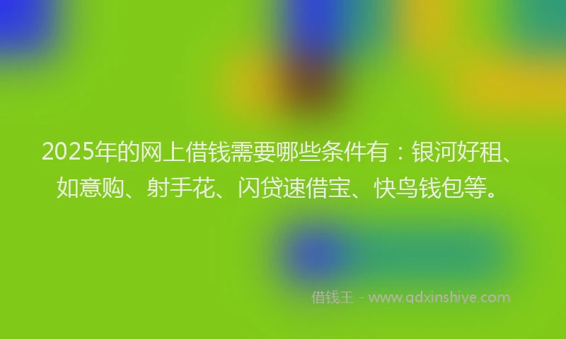2025年的网上借钱需要哪些条件有：银河好租、如意购、射手花、闪贷速借宝、快鸟钱包等。