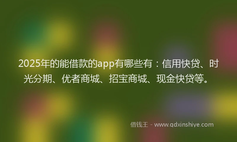 2025年的能借款的app有哪些有：信用快贷、时光分期、优者商城、招宝商城、现金快贷等。