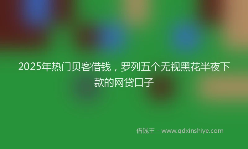 2025年热门贝客借钱，罗列五个无视黑花半夜下款的网贷口子