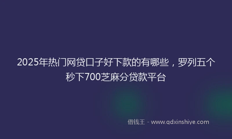 2025年热门网贷口子好下款的有哪些，罗列五个秒下700芝麻分贷款平台