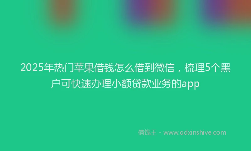 2025年热门苹果借钱怎么借到微信，梳理5个黑户可快速办理小额贷款业务的app