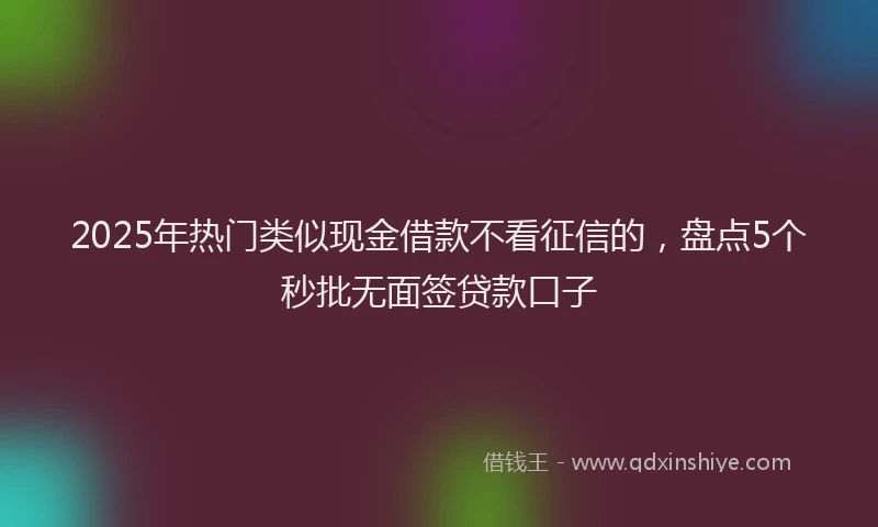 2025年热门类似现金借款不看征信的，盘点5个秒批无面签贷款口子