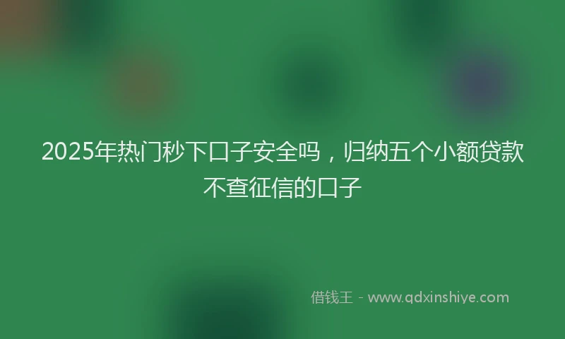 2025年热门秒下口子安全吗，归纳五个小额贷款不查征信的口子
