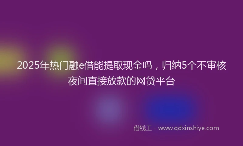 2025年热门融e借能提取现金吗，归纳5个不审核夜间直接放款的网贷平台