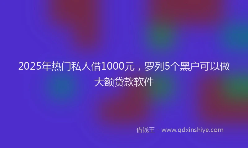 2025年热门私人借1000元，罗列5个黑户可以做大额贷款软件