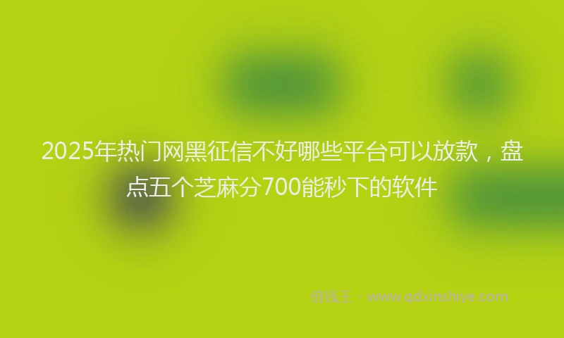 2025年热门网黑征信不好哪些平台可以放款，盘点五个芝麻分700能秒下的软件