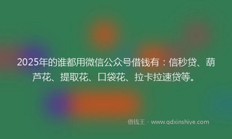2025年的谁都用微信公众号借钱有：信秒贷、葫芦花、提取花、口袋花、拉卡拉速贷等。