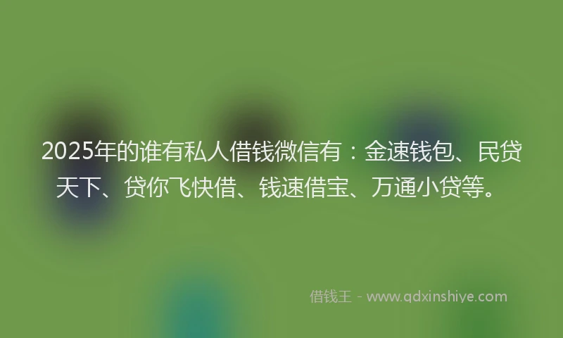 2025年的谁有私人借钱微信有：金速钱包、民贷天下、贷你飞快借、钱速借宝、万通小贷等。