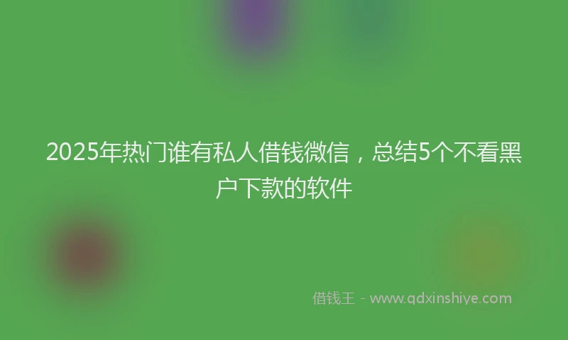 2025年热门谁有私人借钱微信，总结5个不看黑户下款的软件