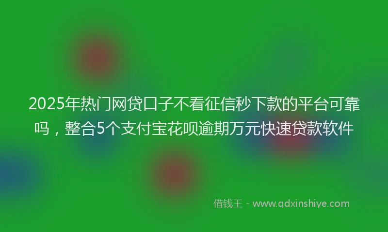 2025年热门网贷口子不看征信秒下款的平台可靠吗，整合5个支付宝花呗逾期万元快速贷款软件