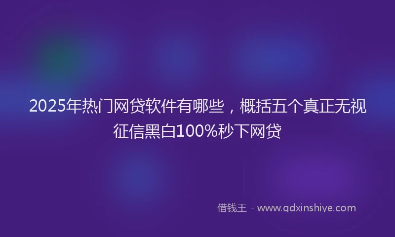 2025年热门网贷软件有哪些，概括五个真正无视征信黑白100%秒下网贷