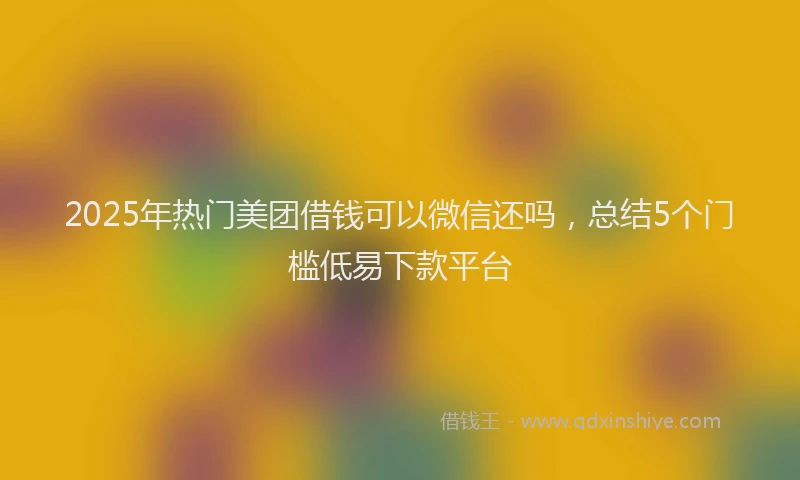 2025年热门美团借钱可以微信还吗，总结5个门槛低易下款平台