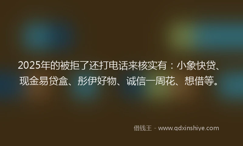 2025年的被拒了还打电话来核实有：小象快贷、现金易贷盒、彤伊好物、诚信一周花、想借等。