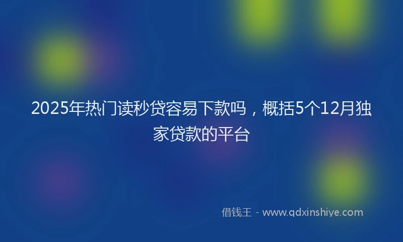 2025年热门读秒贷容易下款吗，概括5个12月独家贷款的平台
