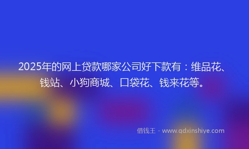 2025年的网上贷款哪家公司好下款有：维品花、钱站、小狗商城、口袋花、钱来花等。