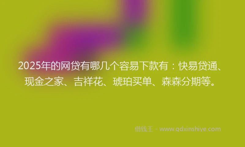 2025年的网贷有哪几个容易下款有：快易贷通、现金之家、吉祥花、琥珀买单、森森分期等。
