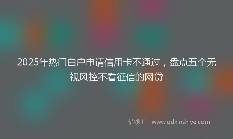 2025年热门白户申请信用卡不通过，盘点五个无视风控不看征信的网贷