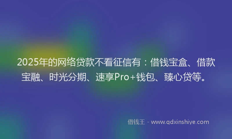 2025年的网络贷款不看征信有：借钱宝盒、借款宝融、时光分期、速享Pro+钱包、臻心贷等。