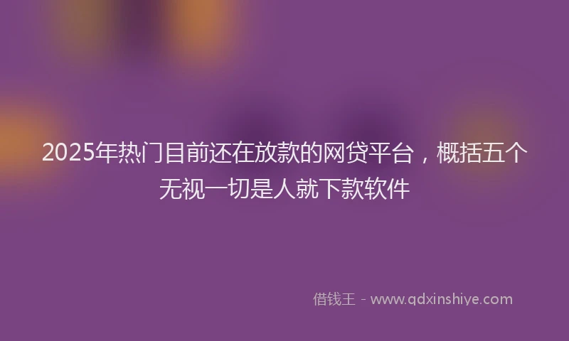 2025年热门目前还在放款的网贷平台，概括五个无视一切是人就下款软件