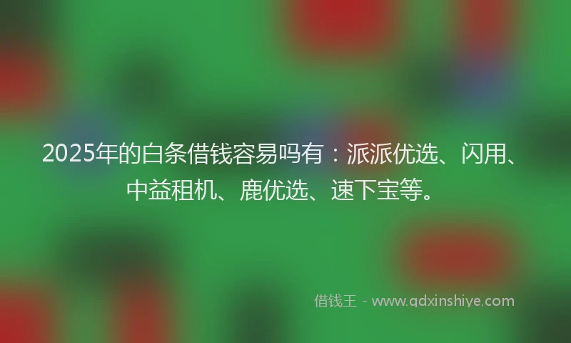 2025年的白条借钱容易吗有：派派优选、闪用、中益租机、鹿优选、速下宝等。