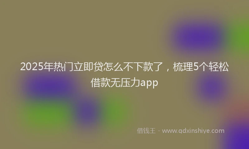 2025年热门立即贷怎么不下款了，梳理5个轻松借款无压力app