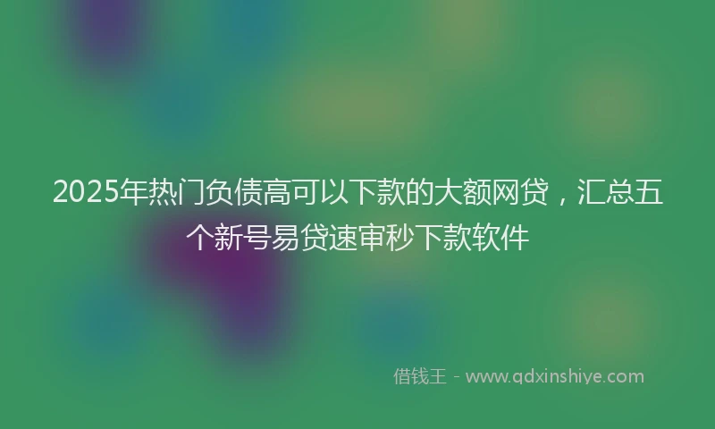 2025年热门负债高可以下款的大额网贷，汇总五个新号易贷速审秒下款软件