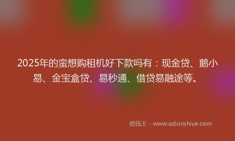 2025年的蛮想购租机好下款吗有：现金贷、鹅小易、金宝盒贷、易秒通、借贷易融途等。