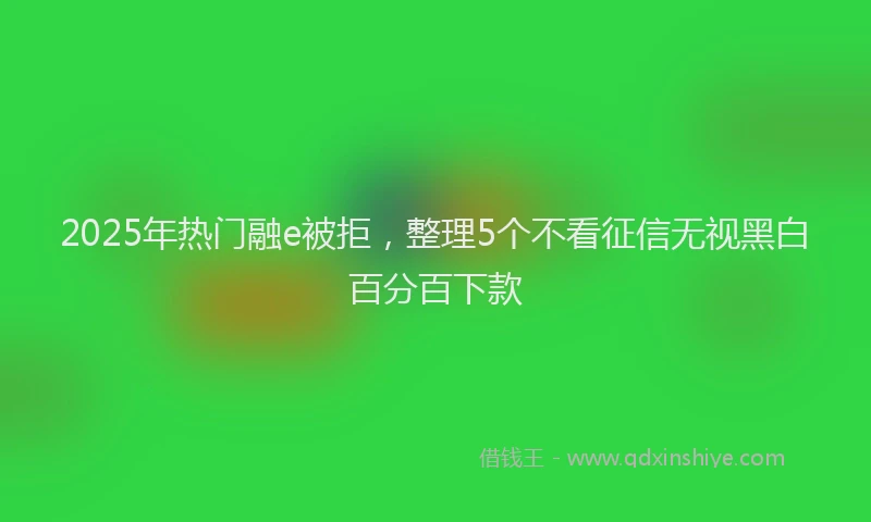 2025年热门融e被拒，整理5个不看征信无视黑白百分百下款