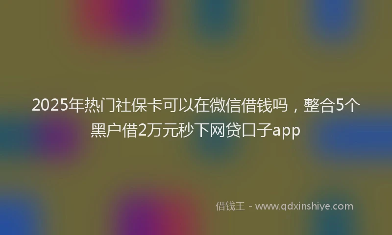 2025年热门社保卡可以在微信借钱吗，整合5个黑户借2万元秒下网贷口子app