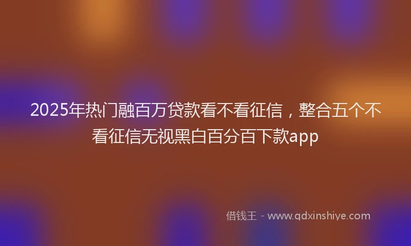 2025年热门融百万贷款看不看征信，整合五个不看征信无视黑白百分百下款app