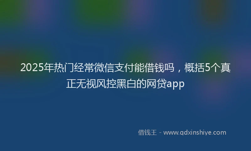 2025年热门经常微信支付能借钱吗，概括5个真正无视风控黑白的网贷app