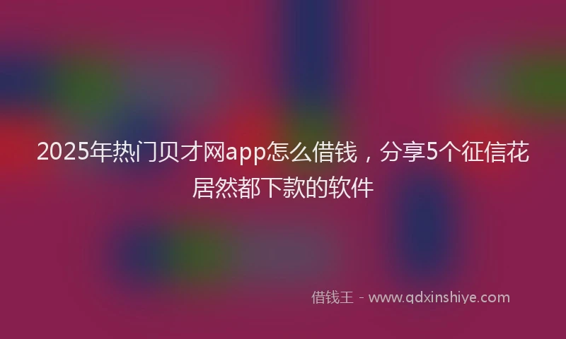 2025年热门贝才网app怎么借钱，分享5个征信花居然都下款的软件