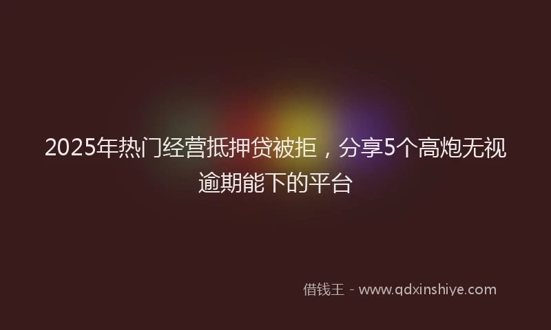 2025年热门经营抵押贷被拒，分享5个高炮无视逾期能下的平台