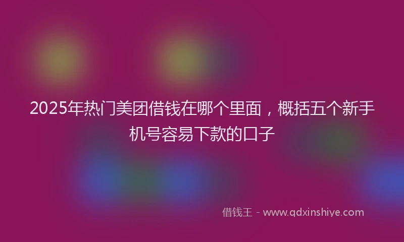 2025年热门美团借钱在哪个里面，概括五个新手机号容易下款的口子