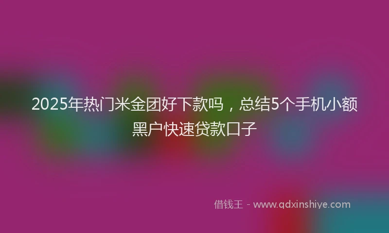 2025年热门米金团好下款吗，总结5个手机小额黑户快速贷款口子