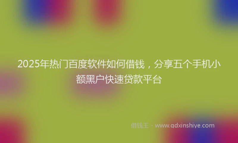 2025年热门百度软件如何借钱，分享五个手机小额黑户快速贷款平台