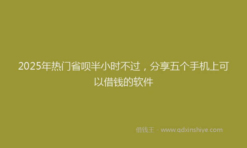 2025年热门省呗半小时不过，分享五个手机上可以借钱的软件