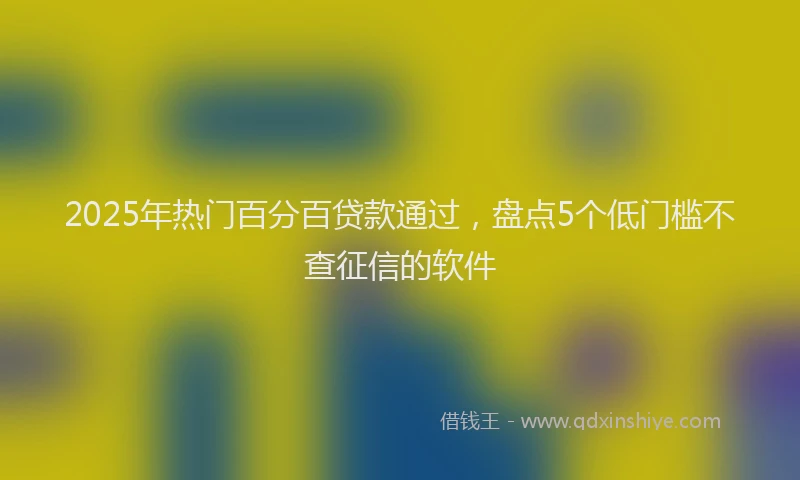 2025年热门百分百贷款通过，盘点5个低门槛不查征信的软件