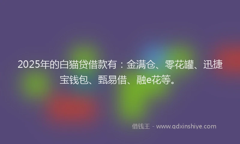 2025年的白猫贷借款有：金满仓、零花罐、迅捷宝钱包、甄易借、融e花等。
