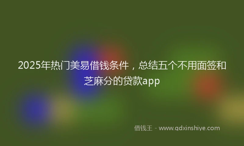 2025年热门美易借钱条件，总结五个不用面签和芝麻分的贷款app