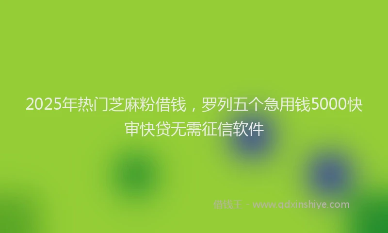 2025年热门芝麻粉借钱，罗列五个急用钱5000快审快贷无需征信软件