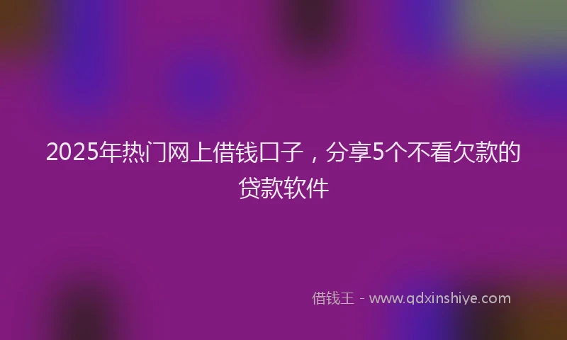 2025年热门网上借钱口子，分享5个不看欠款的贷款软件